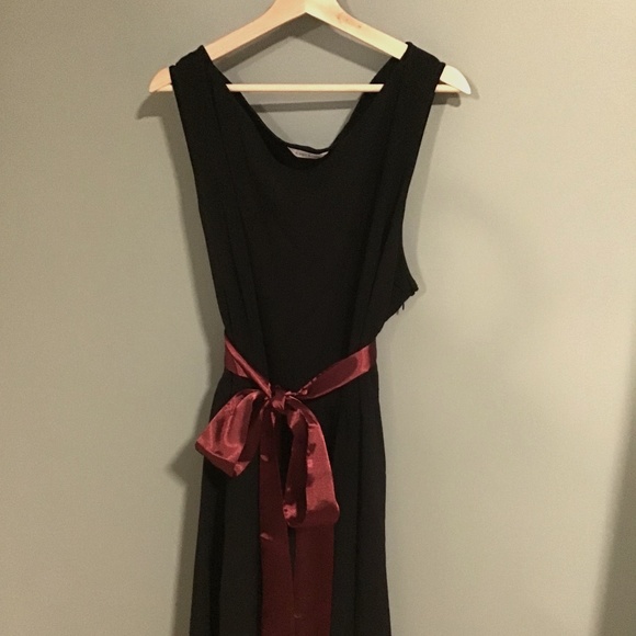 Black dress with burgundy satin sash. NWOT - Picture 1 of 3